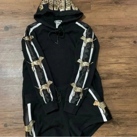 VICTORIA’S SECRET PINK BLING TUNIC HOODIE/ SHORTS OUTFIT SET S - Picture 8 of 15